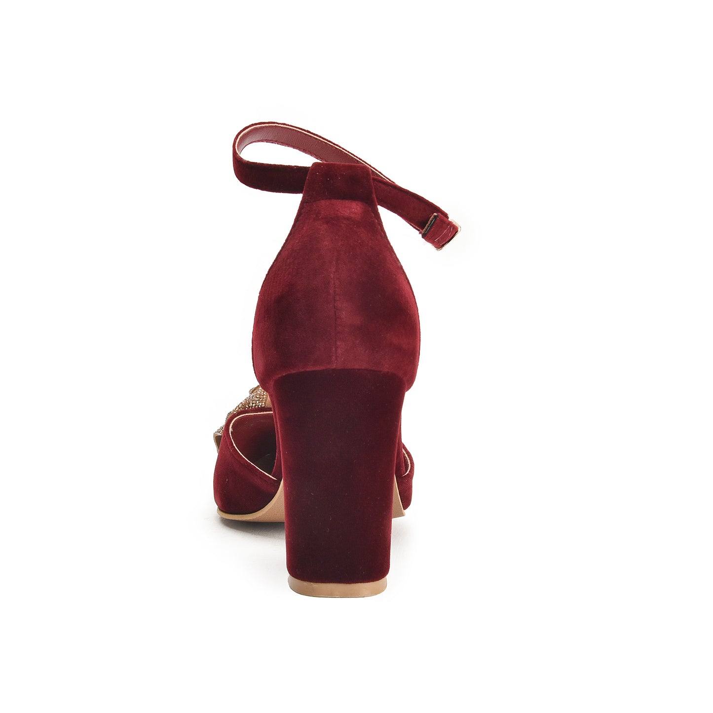 Maroon Block Heels with Golden Rose | 459N-M Dolcis