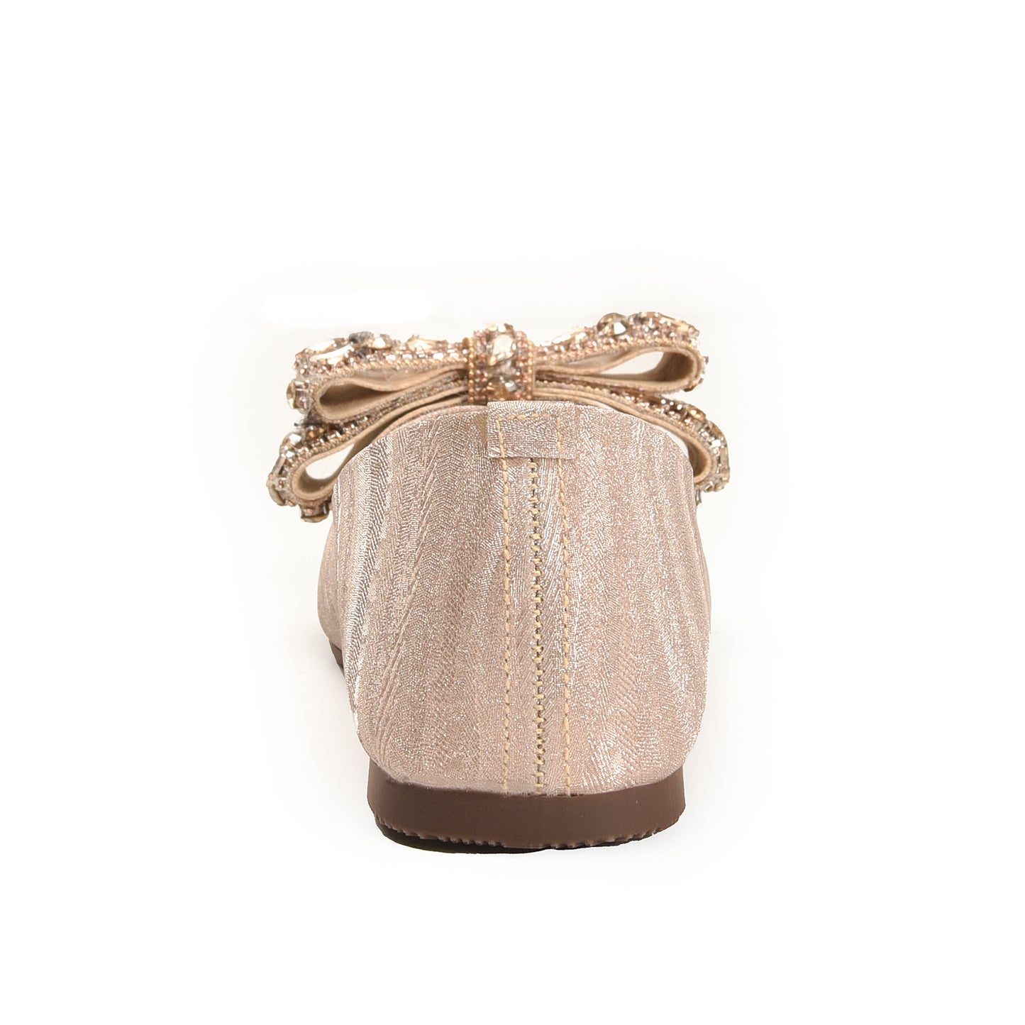 Golden Embellished Bow Flats for Women | 466N-X