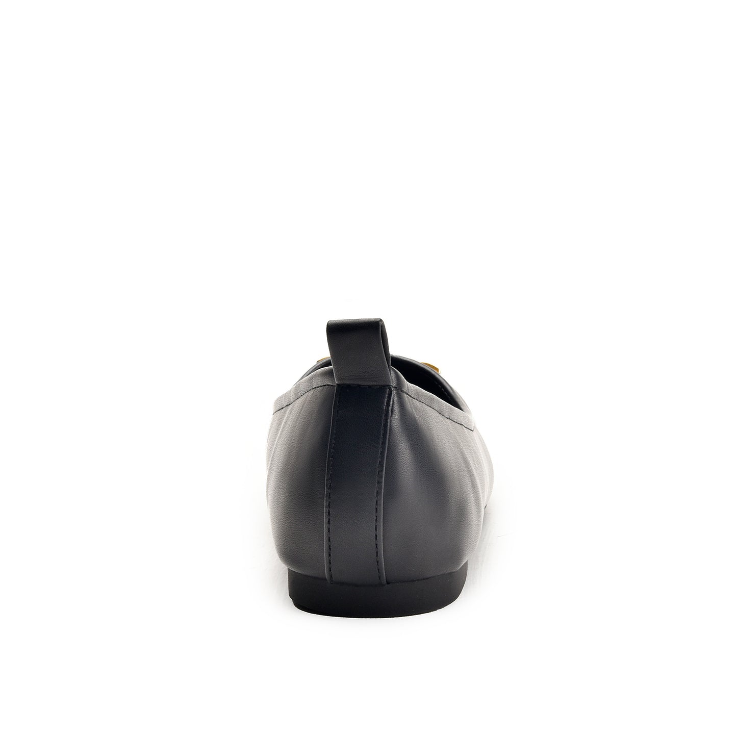 Tory Burch Black Flat Pumps with Gold Logo | 494N-C