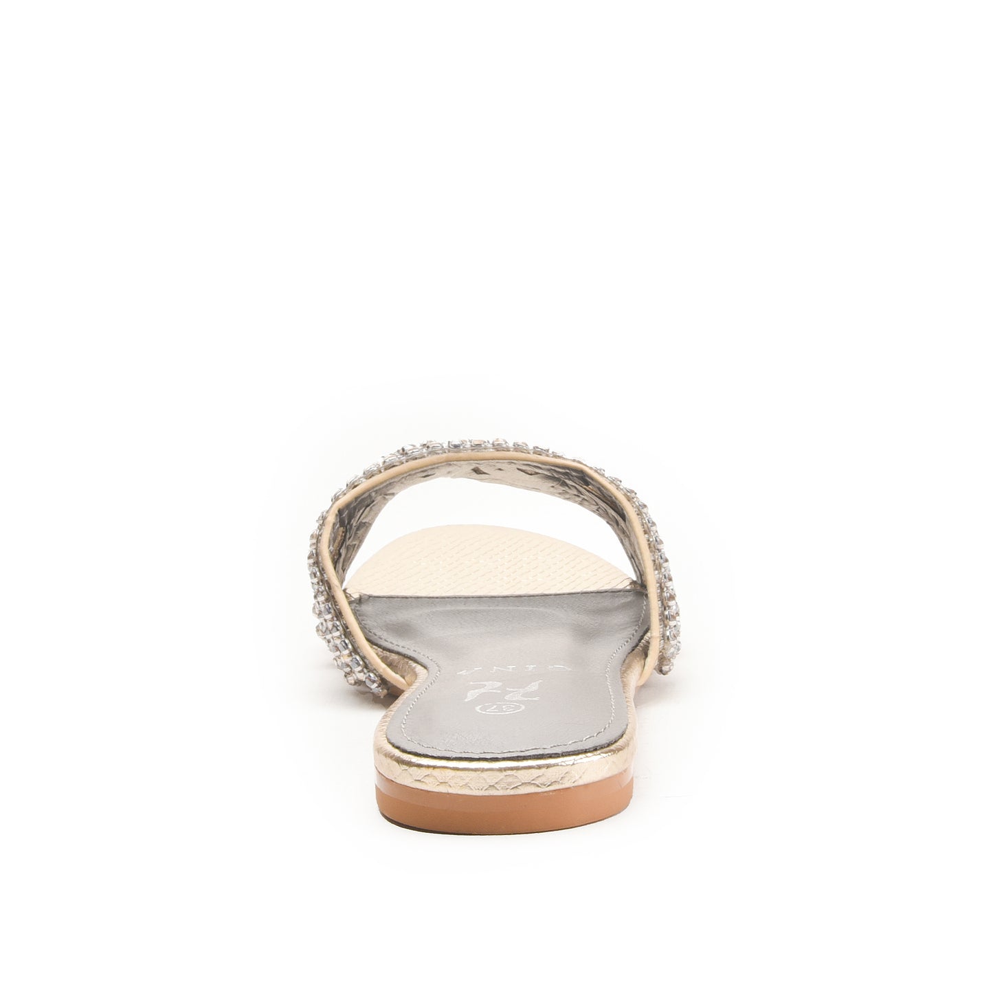 Golden Embellished Flat Sandals for Women Slippers | 582L-X