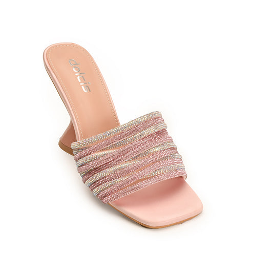 Trendy Pink Embellished Slip-On Heels | 577L-P Dolcis