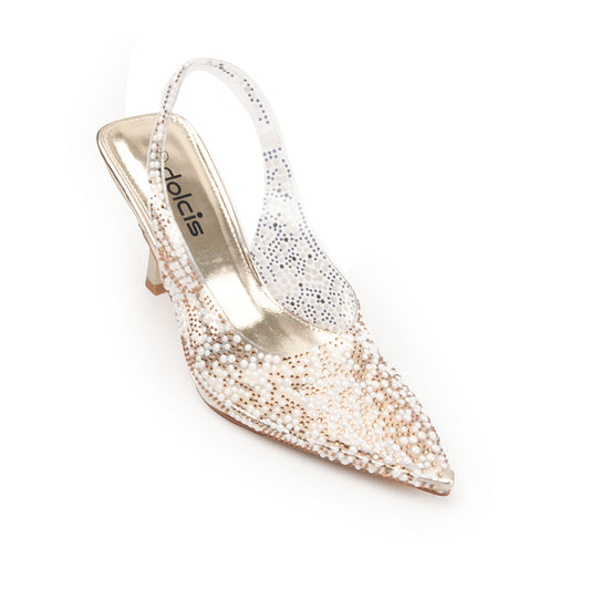 Beaded Slingback Heels in Gold | 498N-X Dolcis
