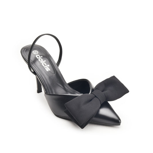 Black High Heels with Bow Detail | 497N-C