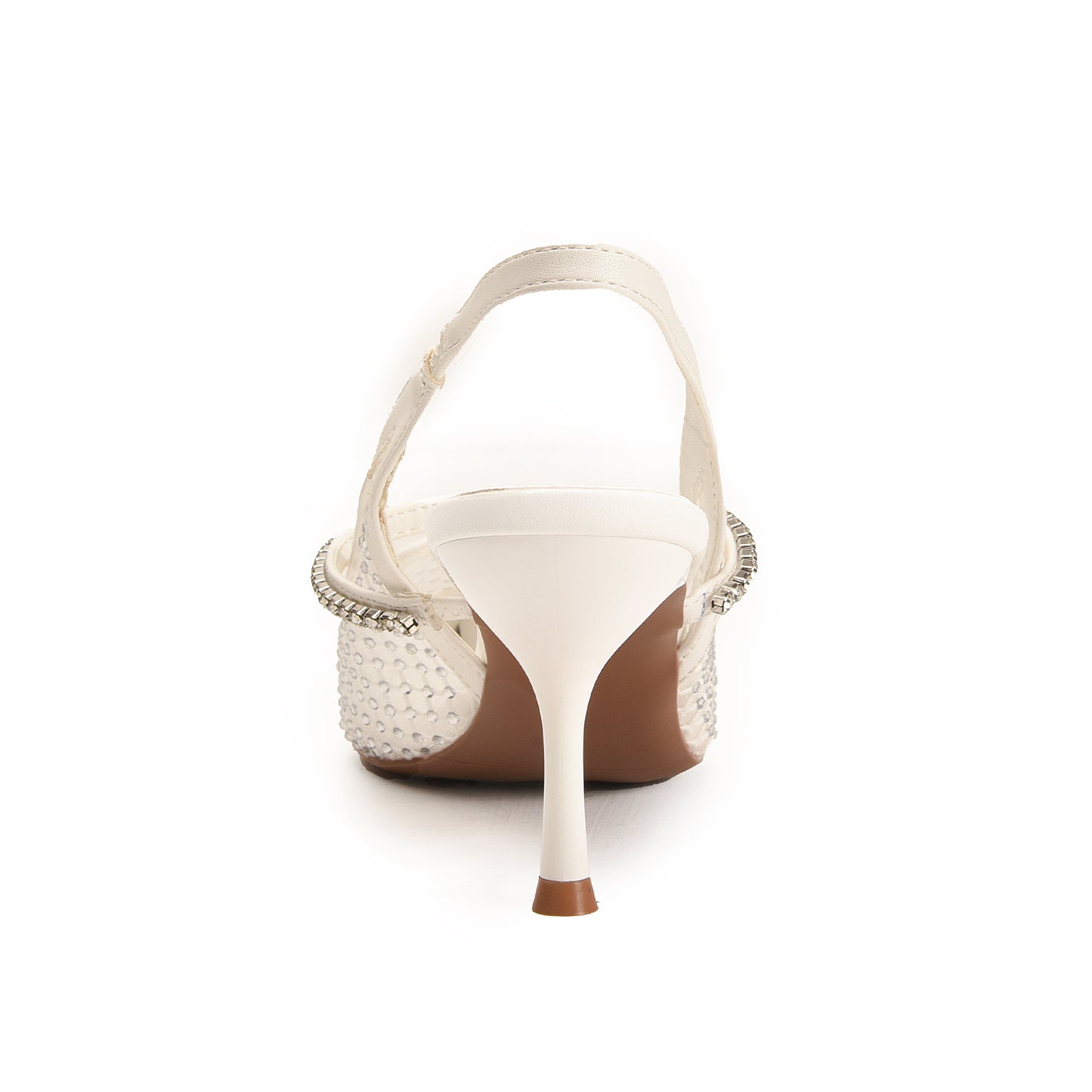 White Court Heels with Pearl Embellishment | 476N-W