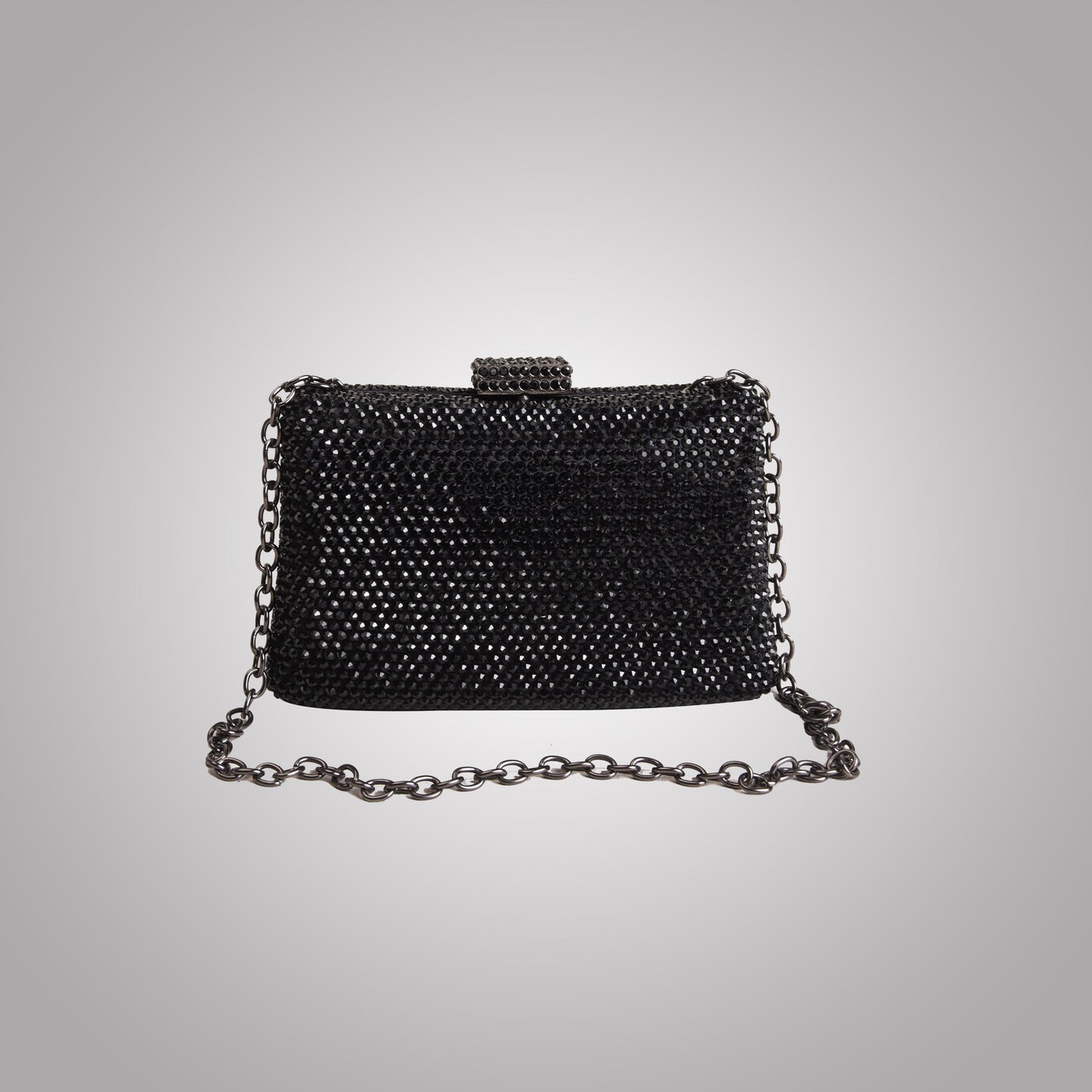 Elegant Black Rectangular Swarovski Clutch | C1341-C