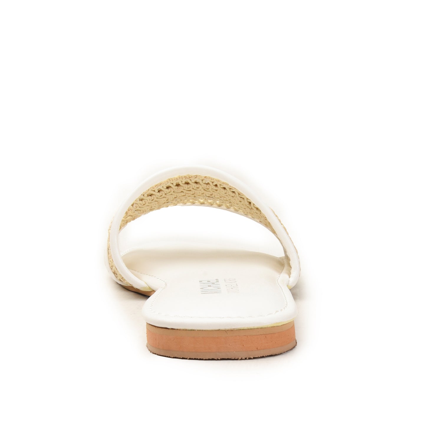 White & Beige Textured Slide Flats Slippers| 521M-W
