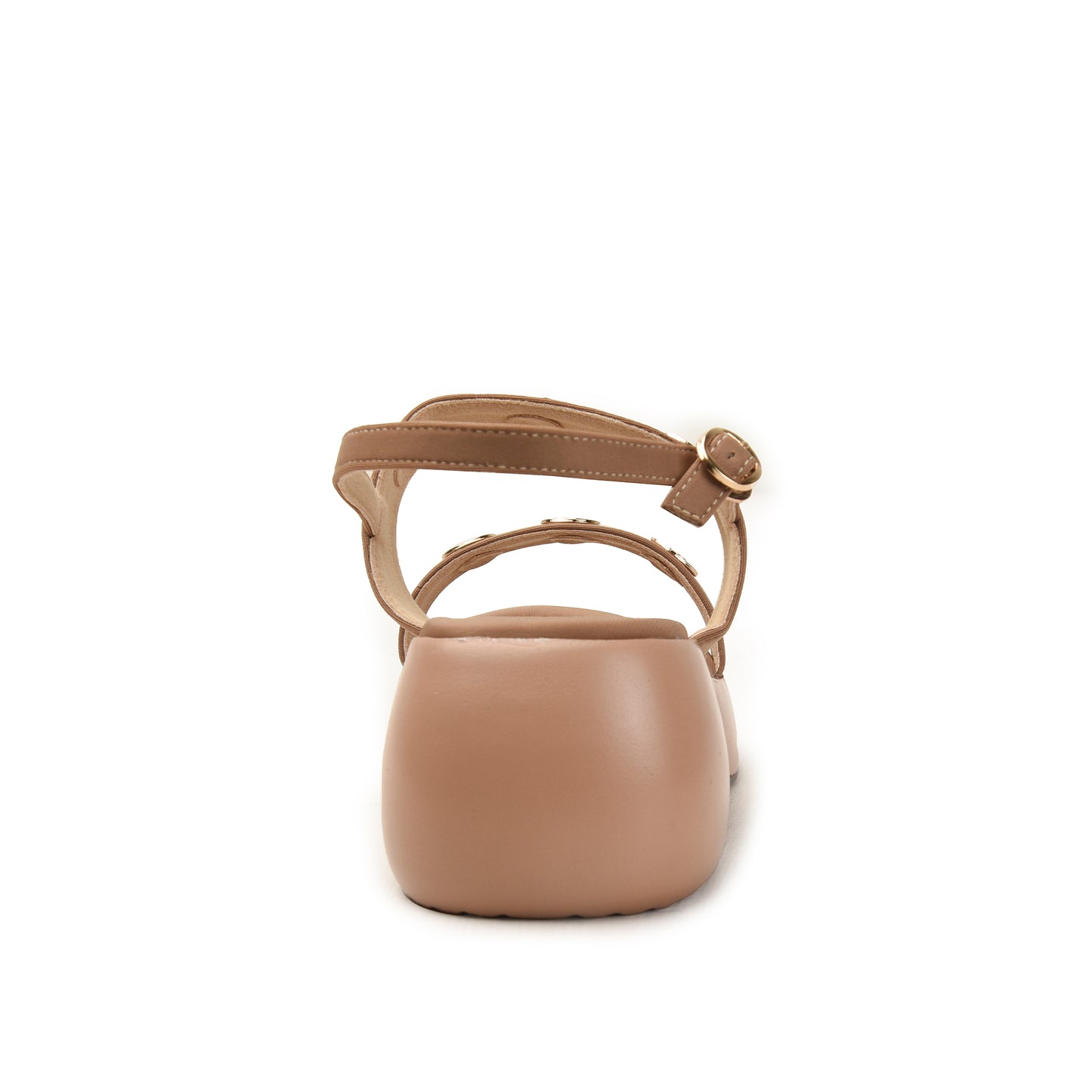 Nude Buckle-Strap Sandals with Cushioned Sole Flat | 230H-B