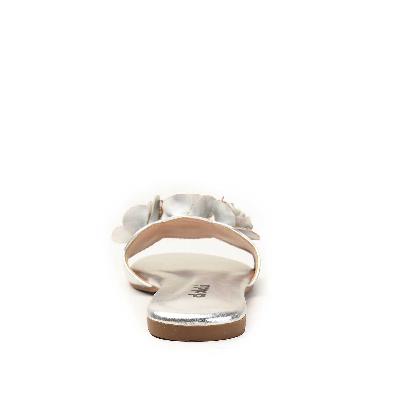 Silver Rose Flat Slides for Women Slippers | 518M-S