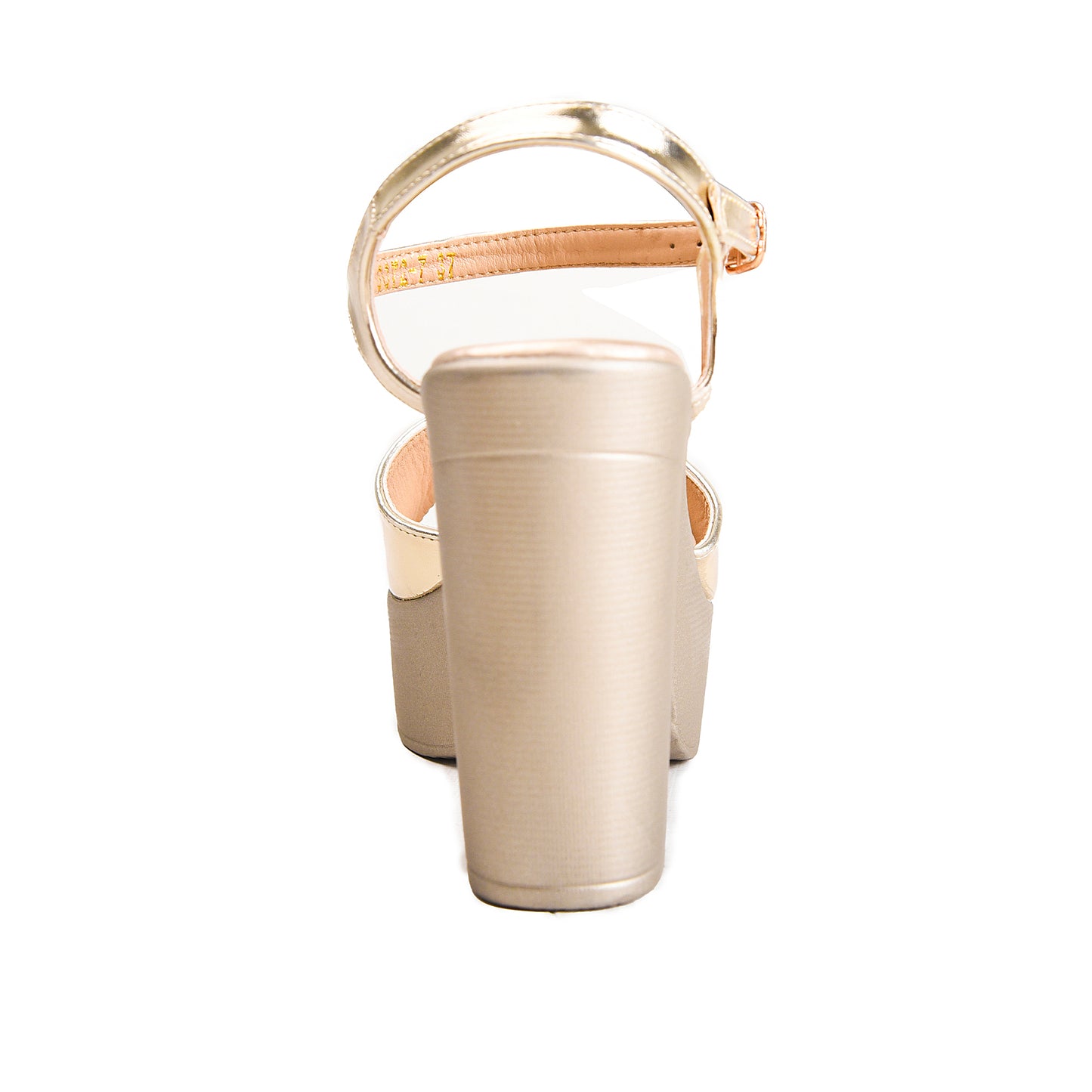 Golden Crystal Strap Block Heels | 238H-X