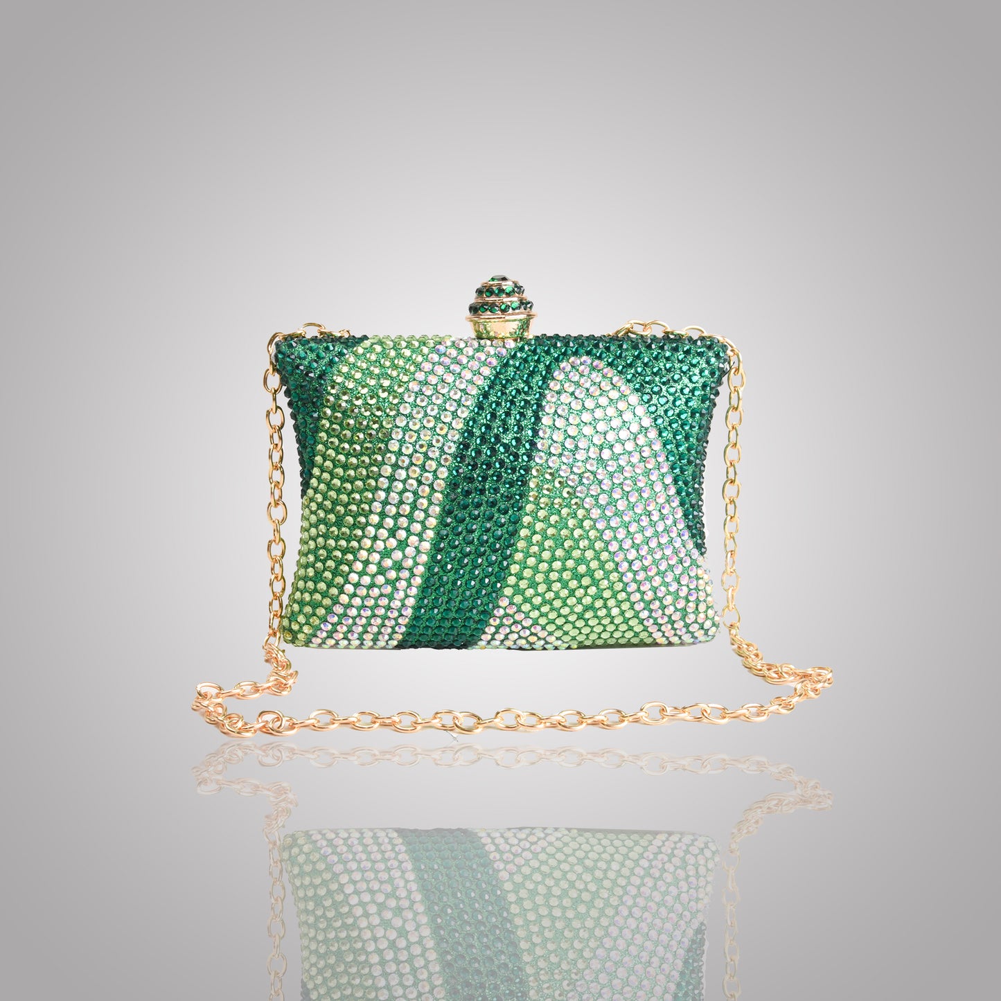 Elegant Green Rectangular Swarovski Clutch | C1434-KT