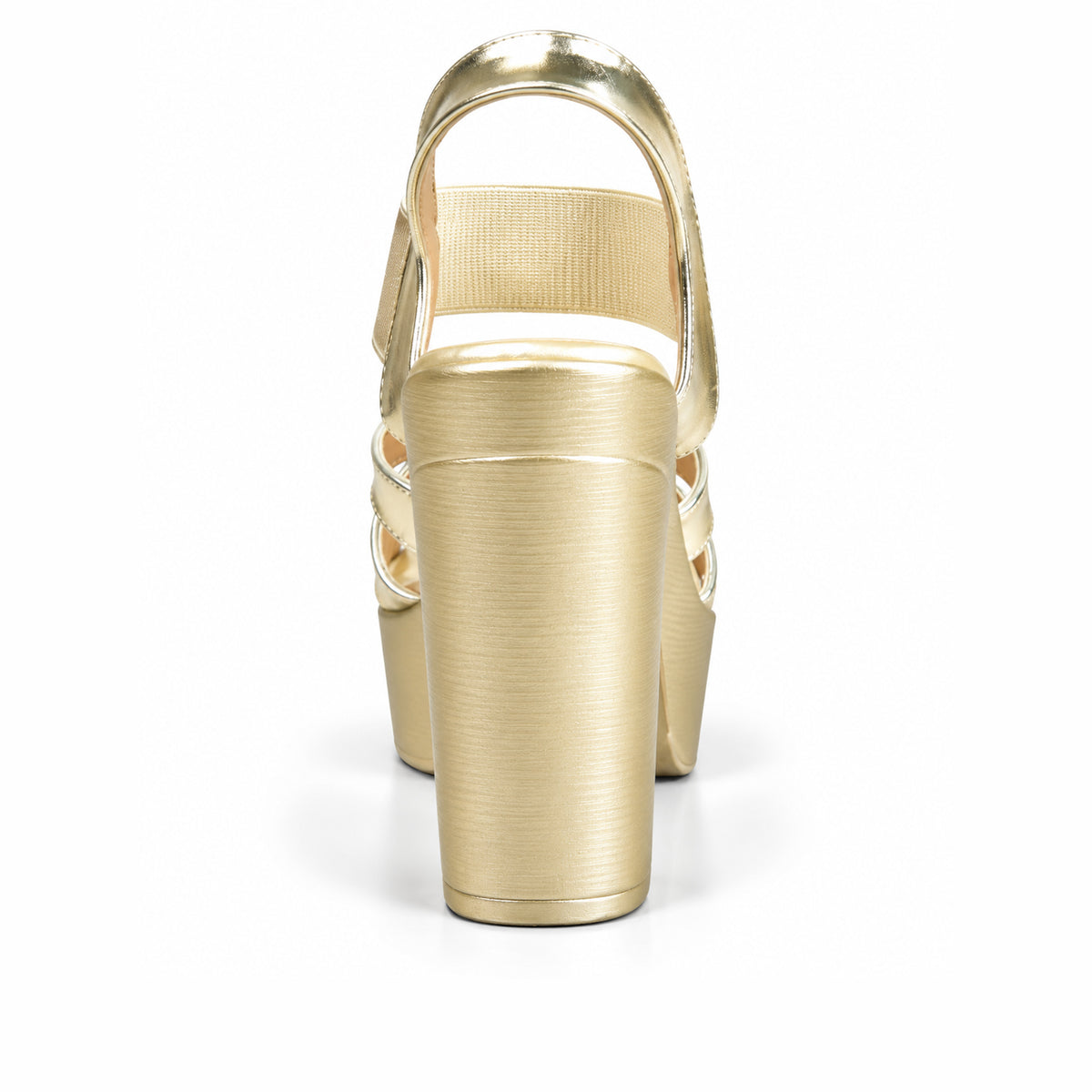 Golden Crystal Ankle Strap Block Heels | 274H-X
