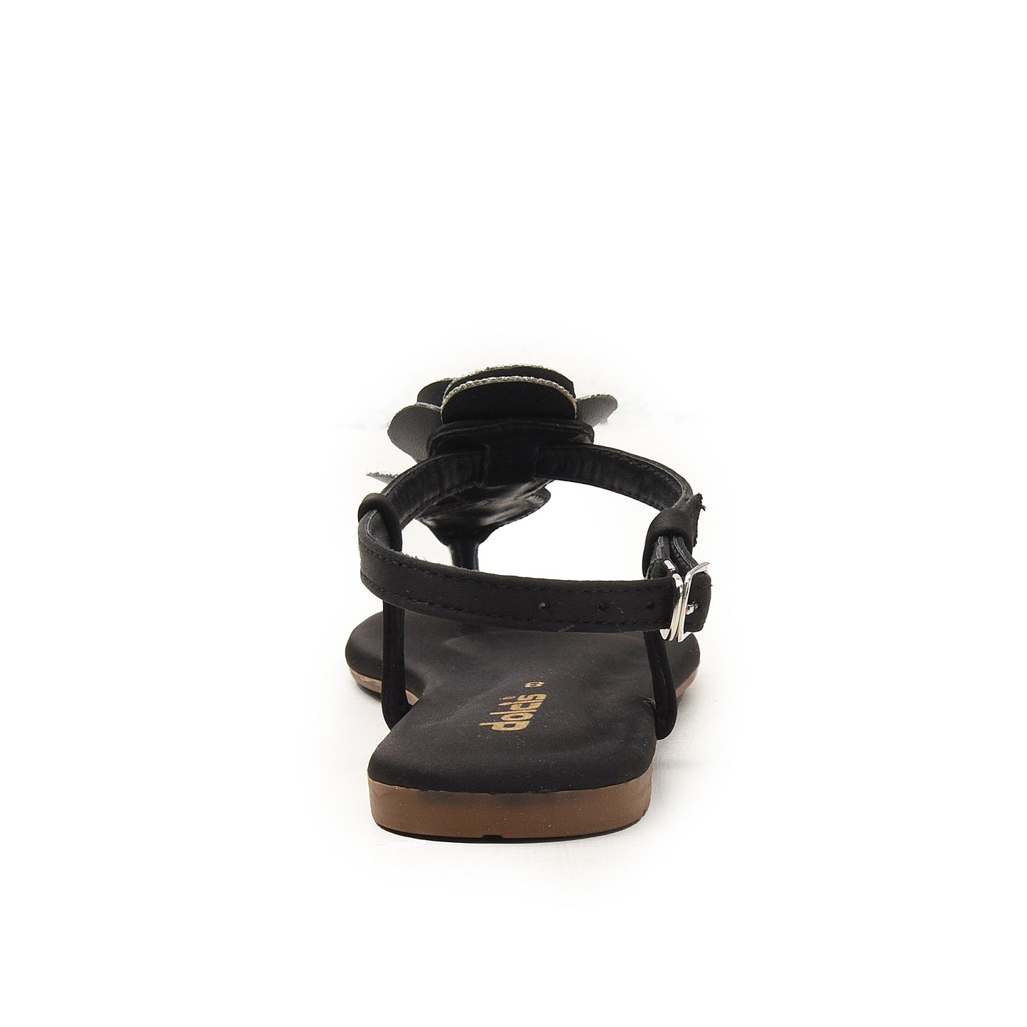 Black Floral Strap Flats for Women Slippers | 225H-C