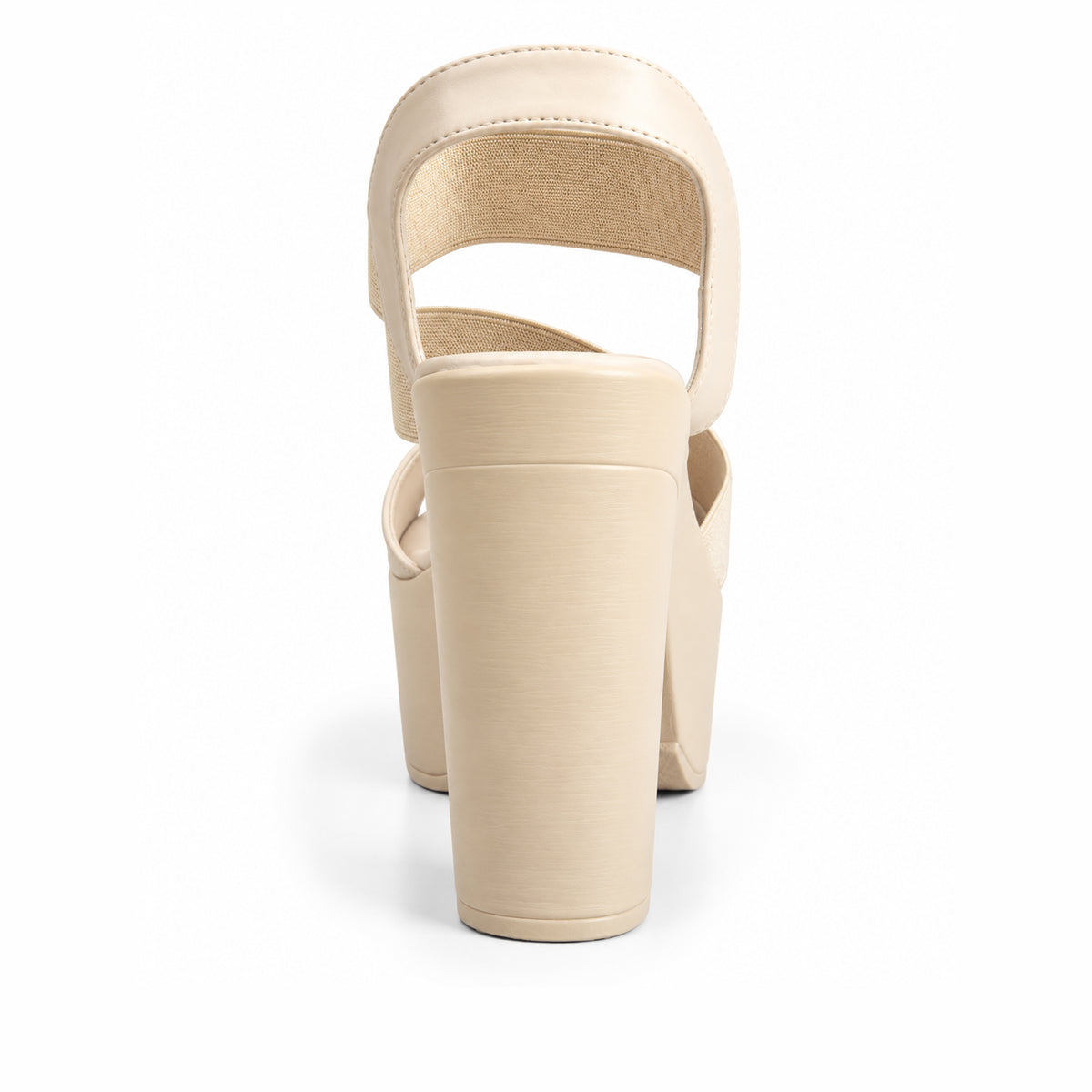 Beige Crystal Ankle Strap Block Heels | 279H-F