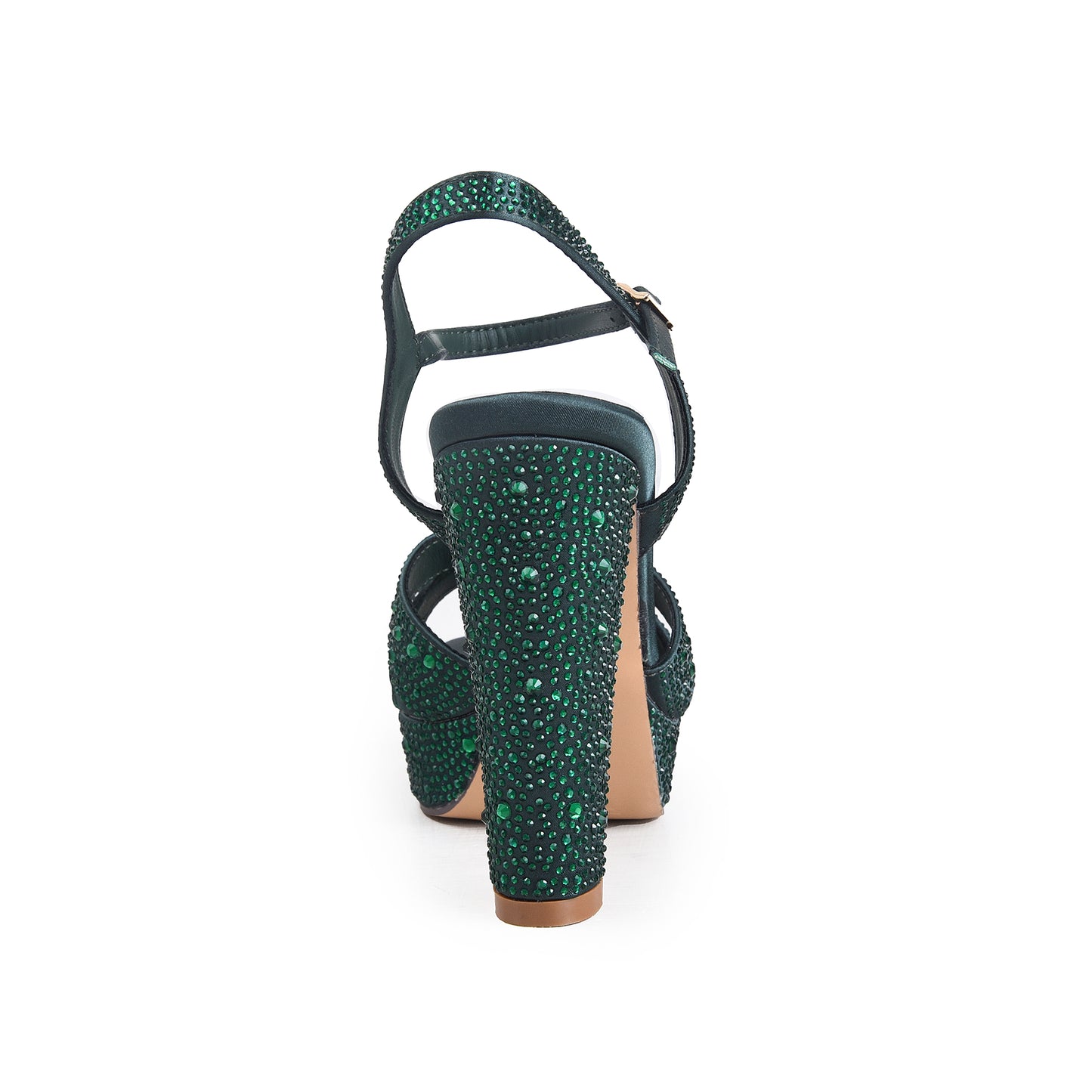 Green Embellished Party Block Heels | 259H-K