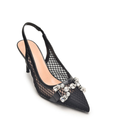 Sophisticated Black Mesh Slingback Heels | 482N-C Dolcis