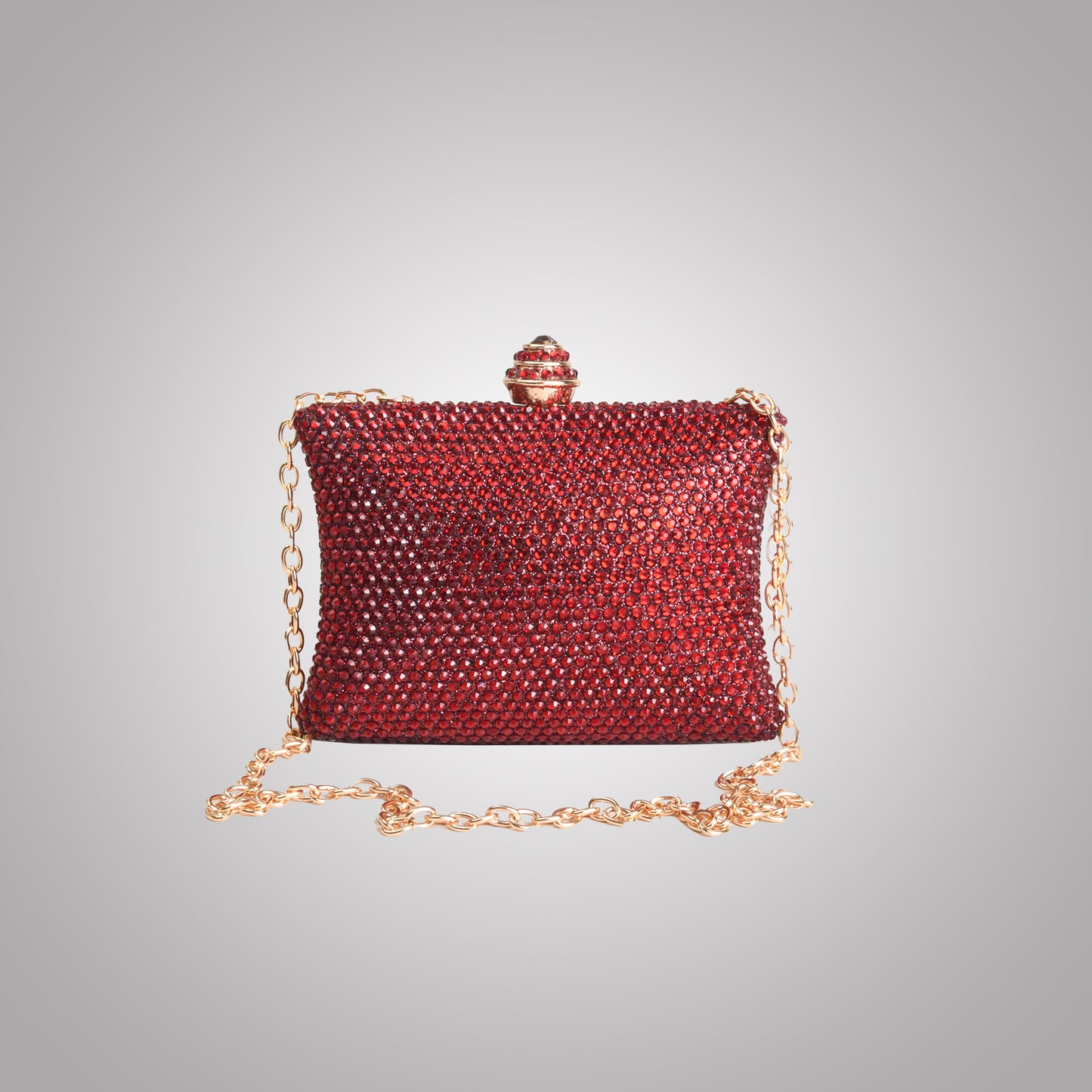 Elegant Maroon Rectangular Swarovski Clutch | C1434-M
