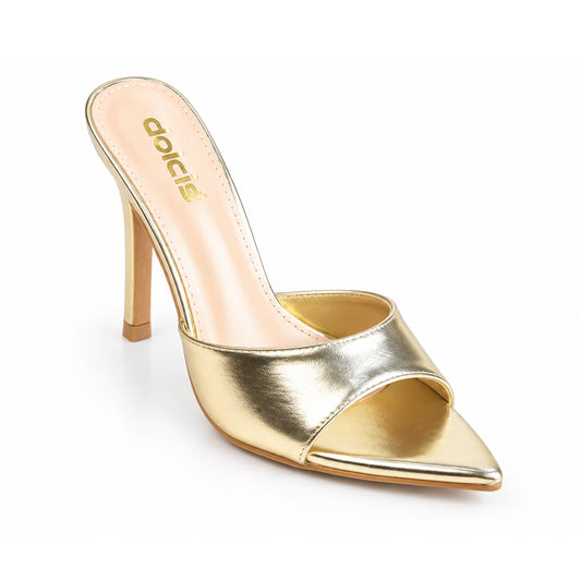 Golden Crystal Strap Party Heels | 506N-X