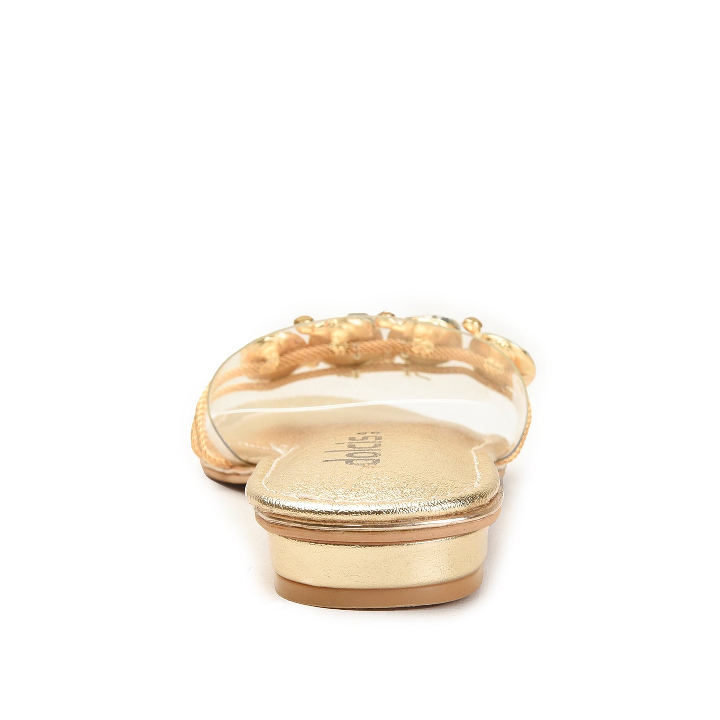 Gold Flats with Clear Strap & Gem Slippers| 517M-X