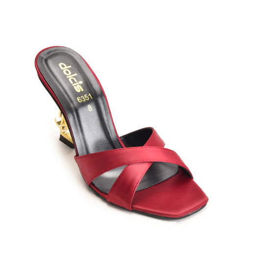 Bold Maroon Criss-Cross Slip-On Heels | 505M-M Dolcis