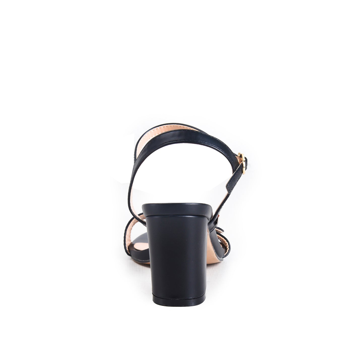 Black Crystal Triple-Strap Block Heels | 257H-C