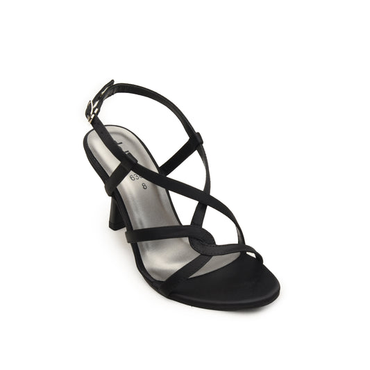 Black Heels with Asymmetric Strap Design | 222H-C