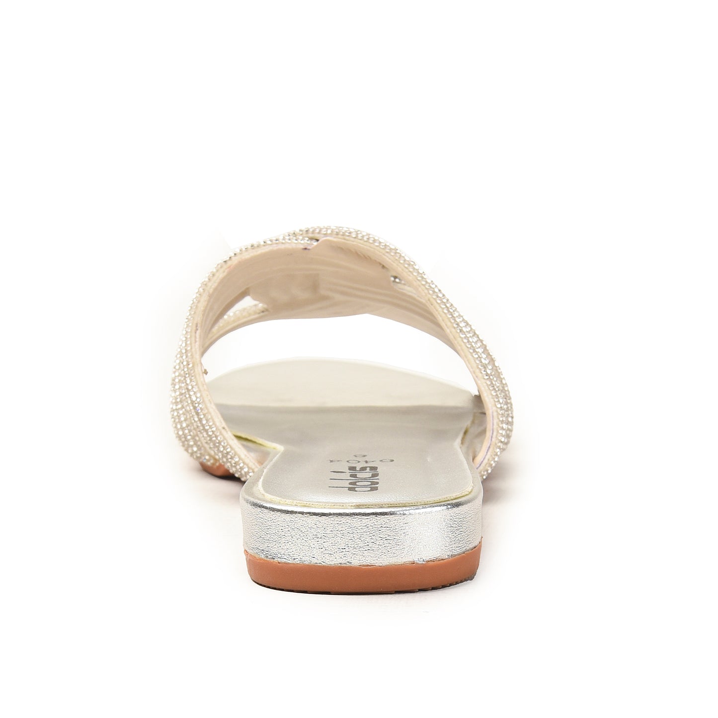 Silver Glitter Strap Flats for Women Slippers | 515M-S