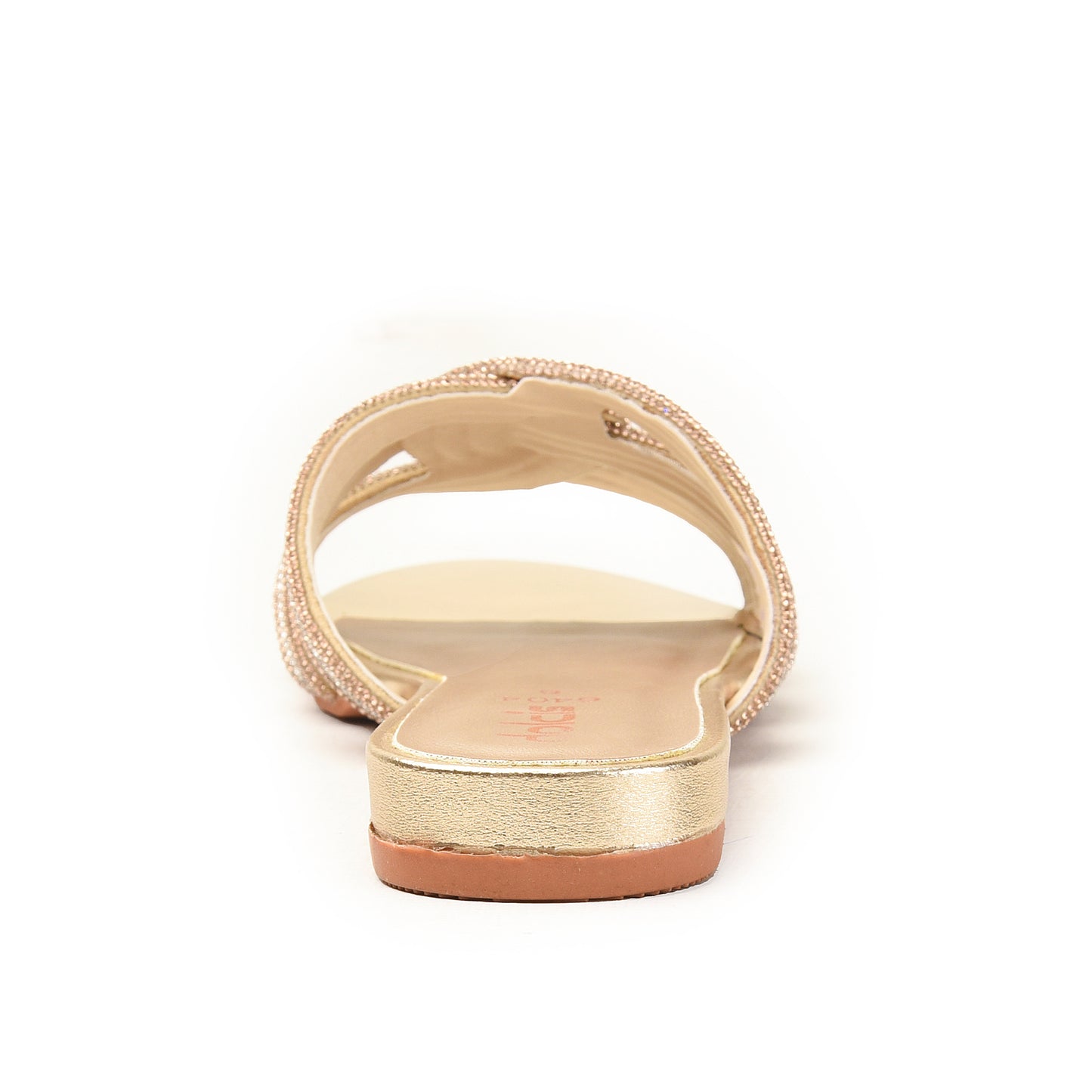 Gold Triple Strap Flats with Knot Detail Slippers | 515M-XT