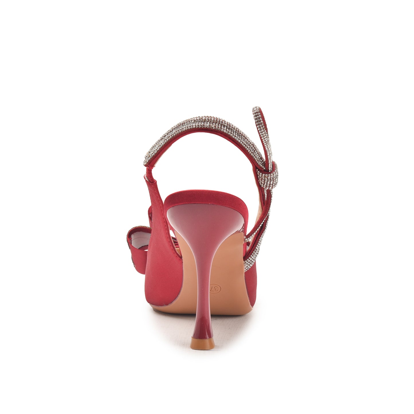 Red High Heels with Bow and Crystal Straps | 486N-M