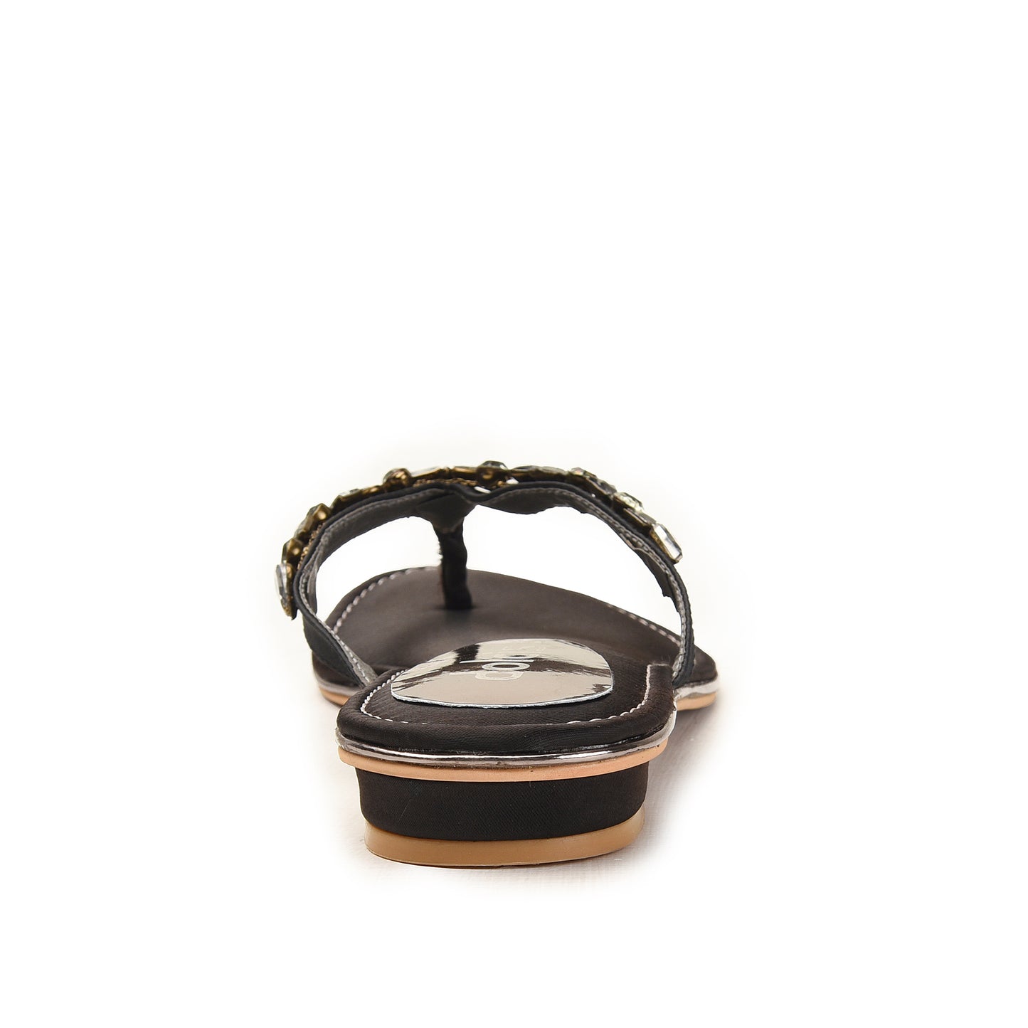 Black Embellished Flat Sandals for Women Slippers | 783R-C