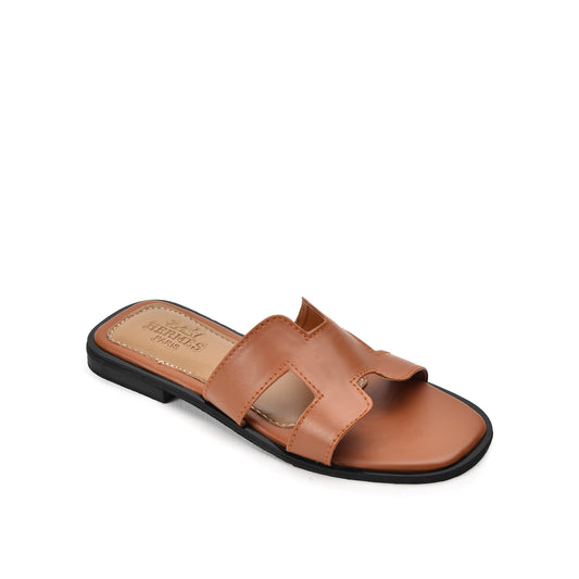 Classic Brown Slide Flats Slippers | 538J-B