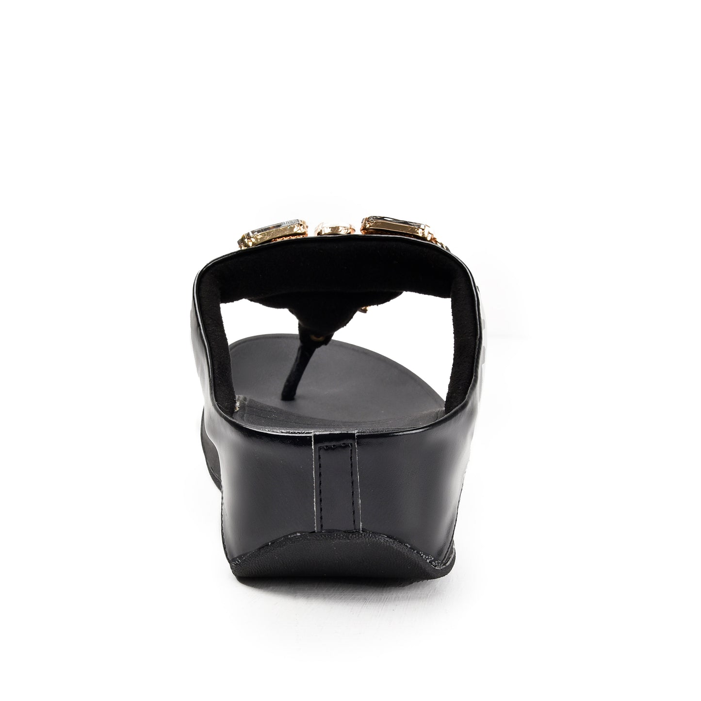 Elegant Black Jeweled Wedge Slippers | 720R-C