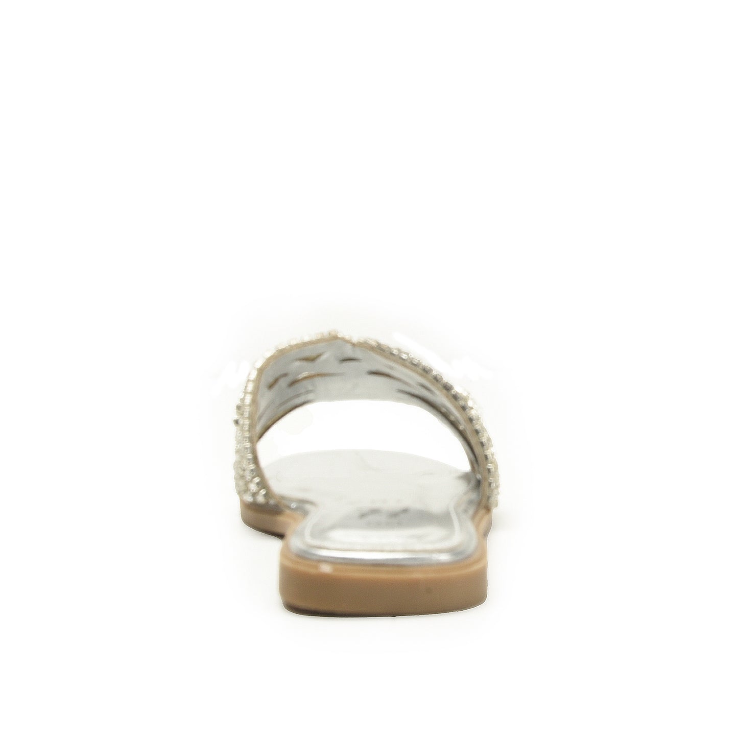 Elegant Silver Beaded Flats Slippers | 501L-S
