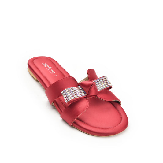Chic Red Bow Slide Flats Slippers | 539L-M