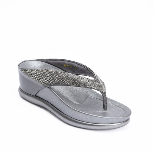 Elegant Grey Comfort Wedge Slippers | 733R-G