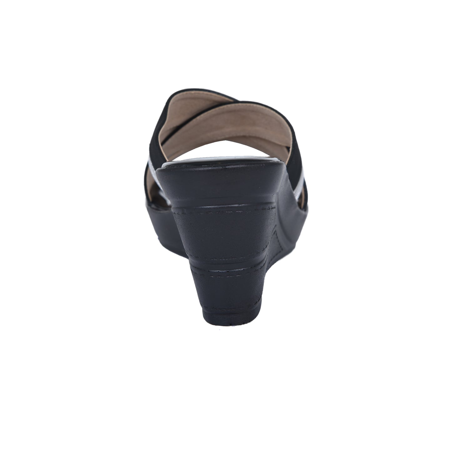 Stylish Black & Silver Wedge Heels | 595H-C