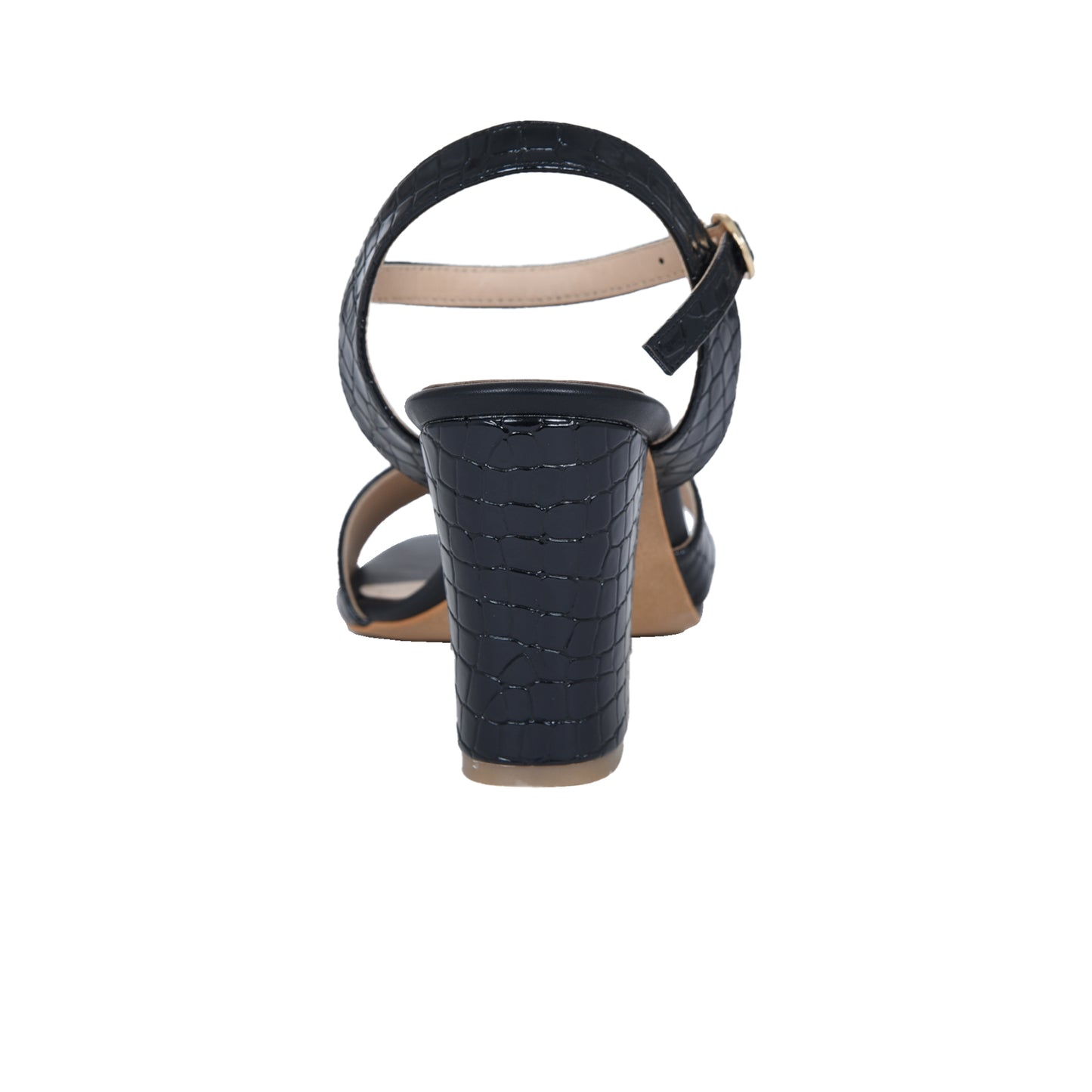 Sophisticated Black Block Heel Sandals with Ankle Strap | 246D-C