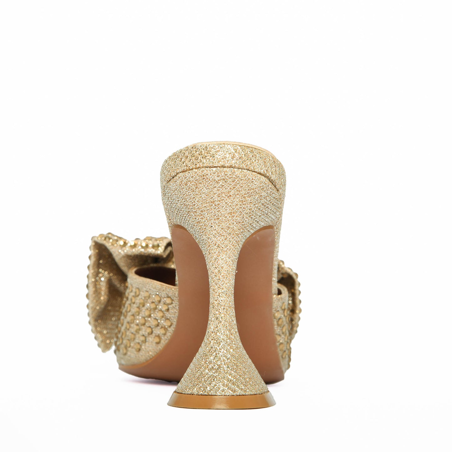 Gold Mule Heels with Rhinestone Bow | 479K-X