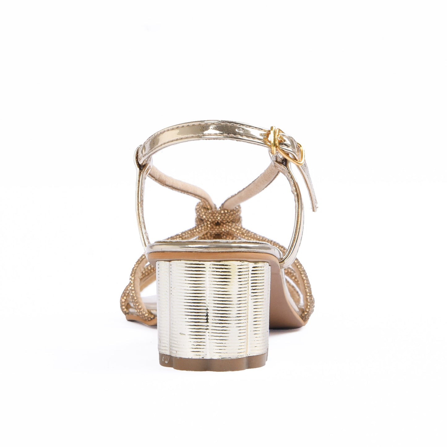 Stylish Gold Block Heel Sandals with Strappy Design | 239D-X Dolcis