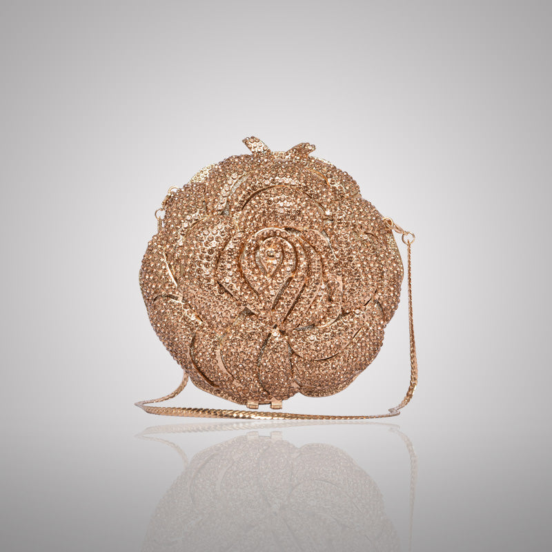 Chic Gold Rose Swarovski Crystal Clutch | 0C920-X