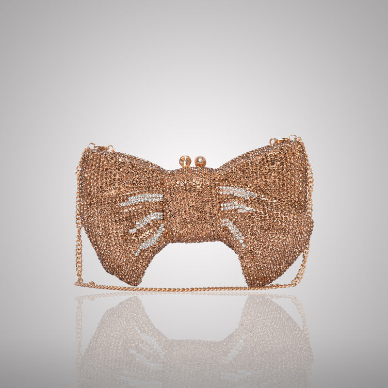 Chic Bronze Bow Swarovski Crystal Clutch | 0C942-XT