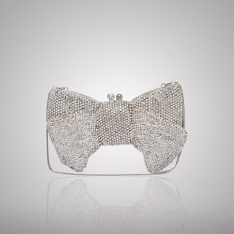 Stunning White Bow Swarovski Crystal Clutch | 0C942-S