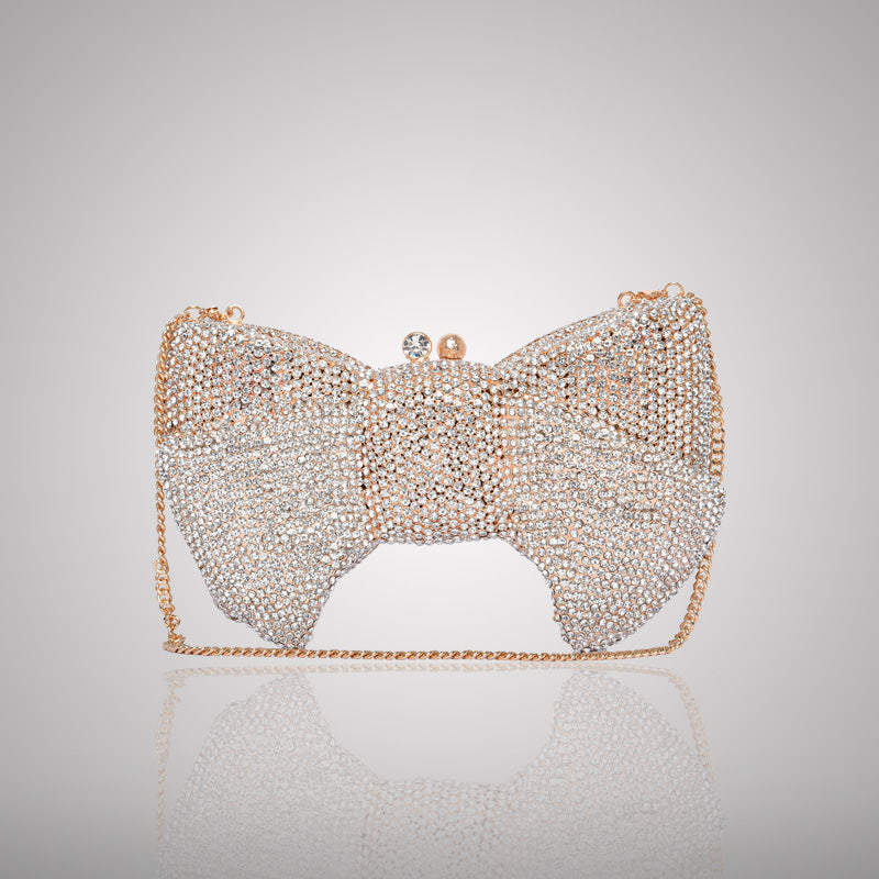 Elegant Silver Bow Swarovski Crystal Clutch | 0C942-LX