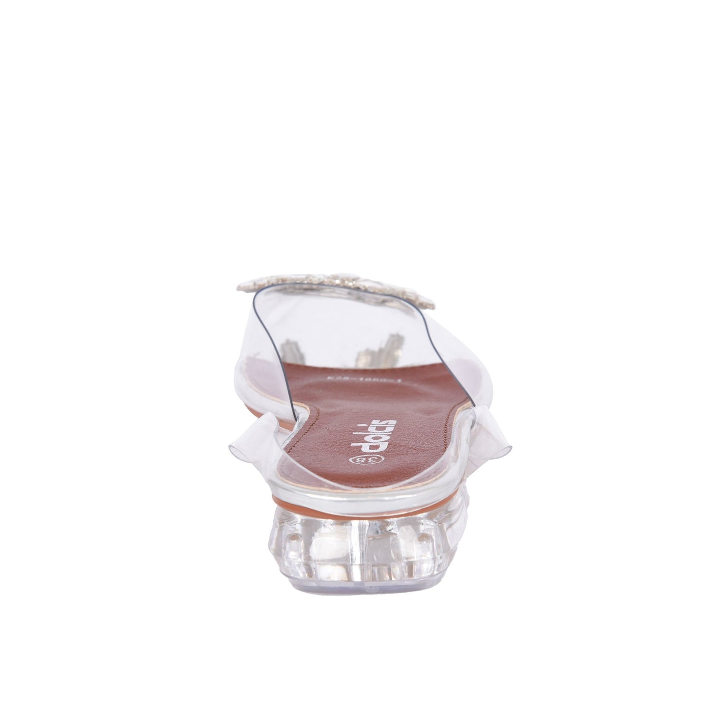 Chic Transparent Mule Flats with Embellishment Slippers | 279C-S