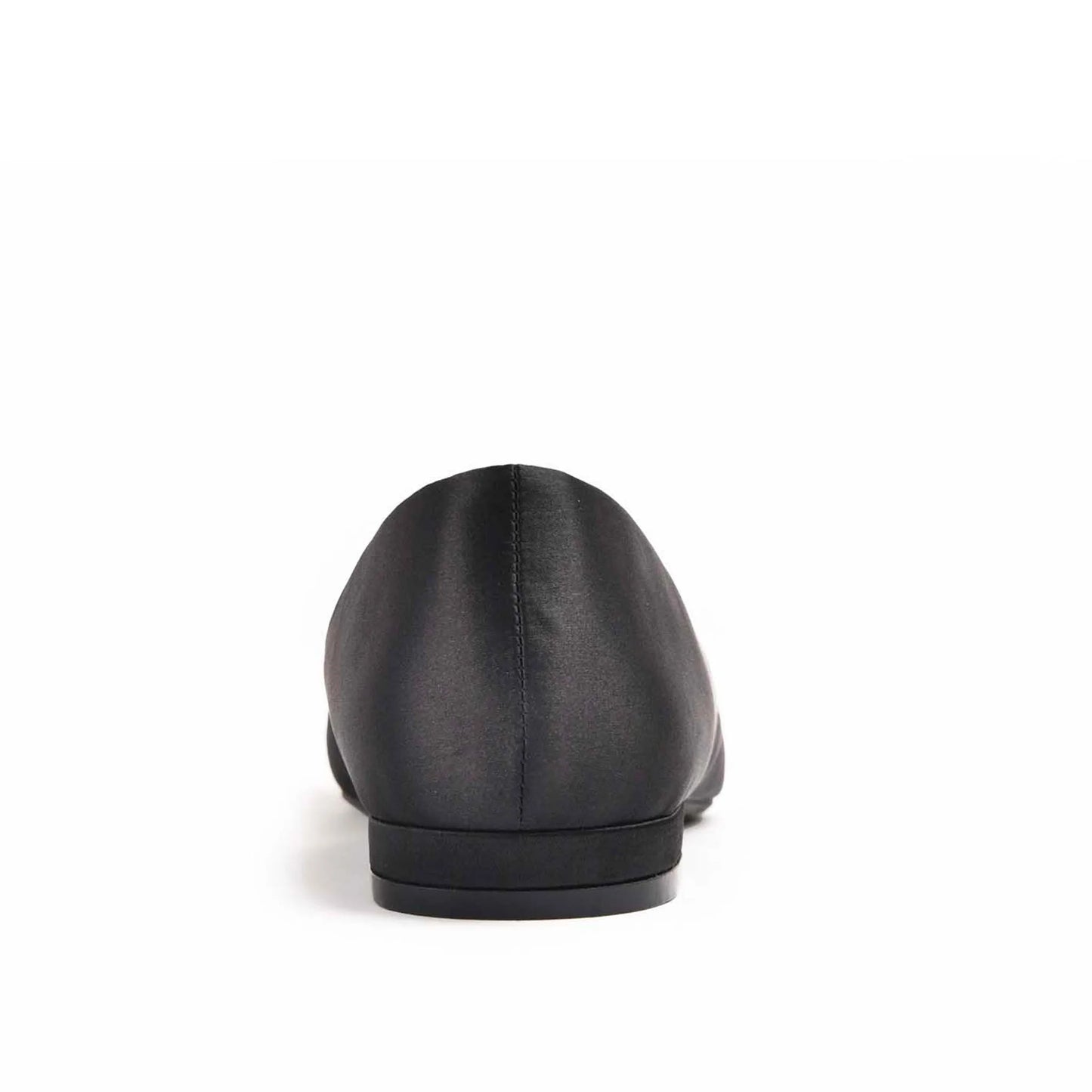 Elegant Black Satin Flats with Crystal Embellishment Slippers | 468M-C