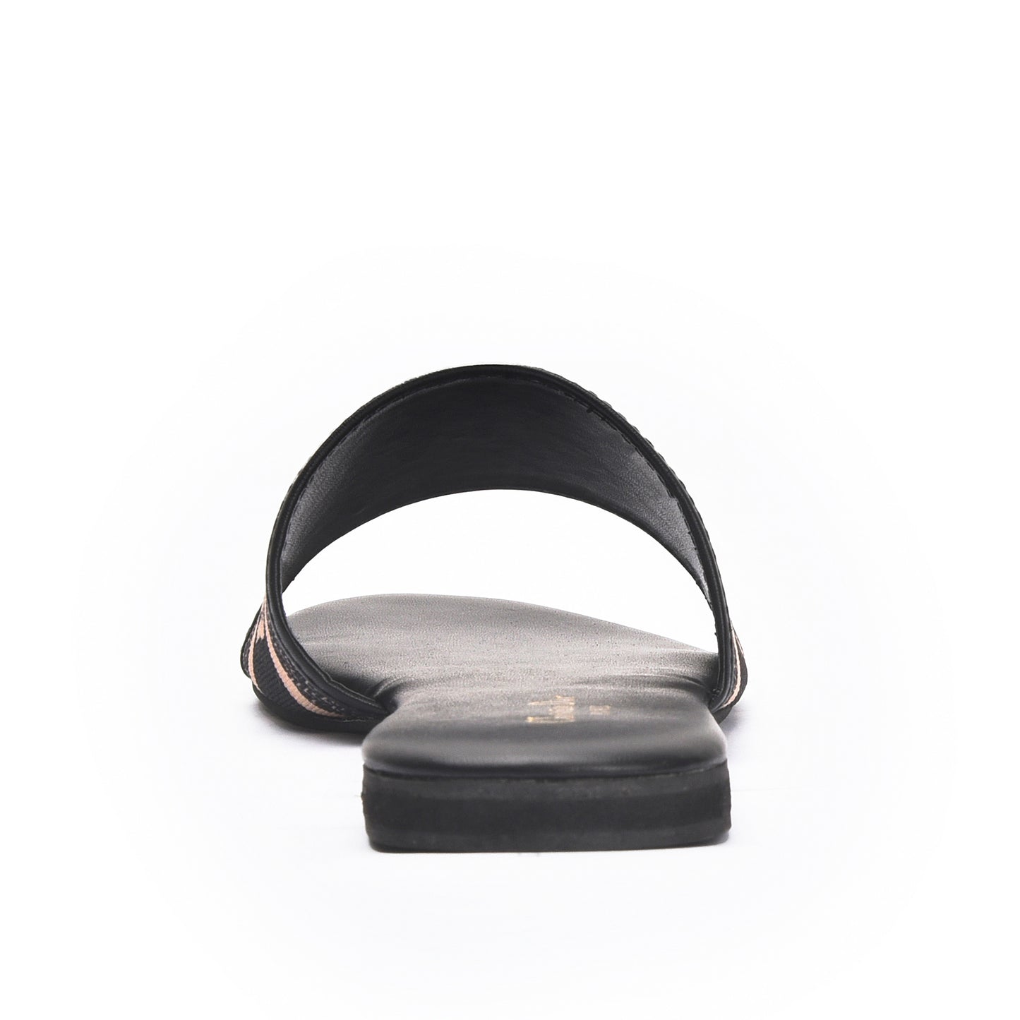 Trendy Black Slip-On Slippers with Logo Strap Slippers| 597J-C