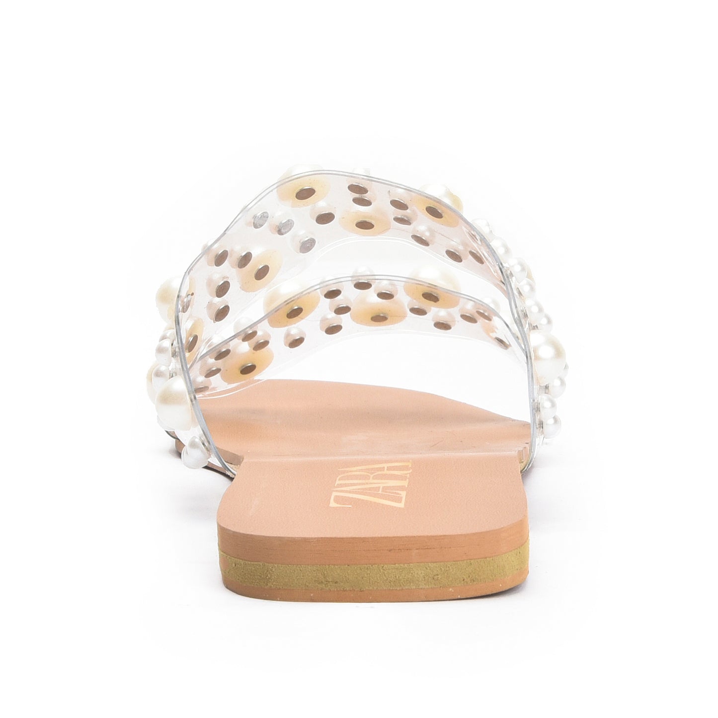 Elegant White Flats with Pearl Embellishments Slippers | 519K-W