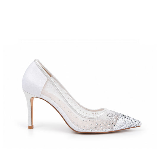 Silver Crystal-Embellished  Heels | 438P-S