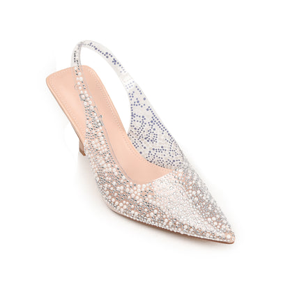 Silver Slingback Crystal Heels | 498N-F Dolcis