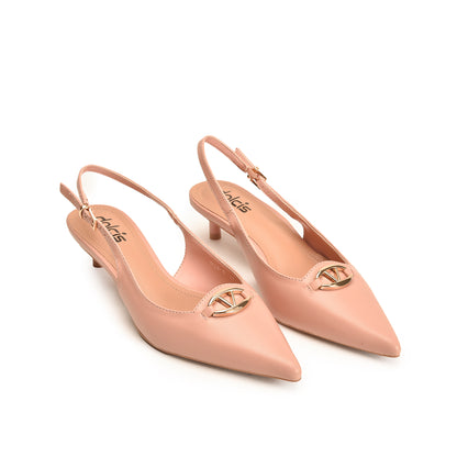 Pink Court Heels with Strap Embellishments | 475N-P