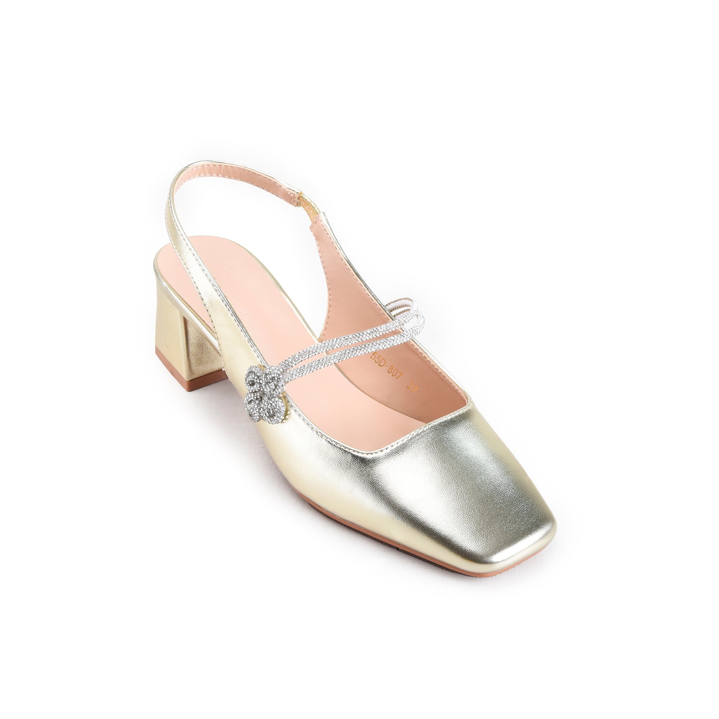 Golden  Ankle Strap Block Heel Pumps | 422P-X